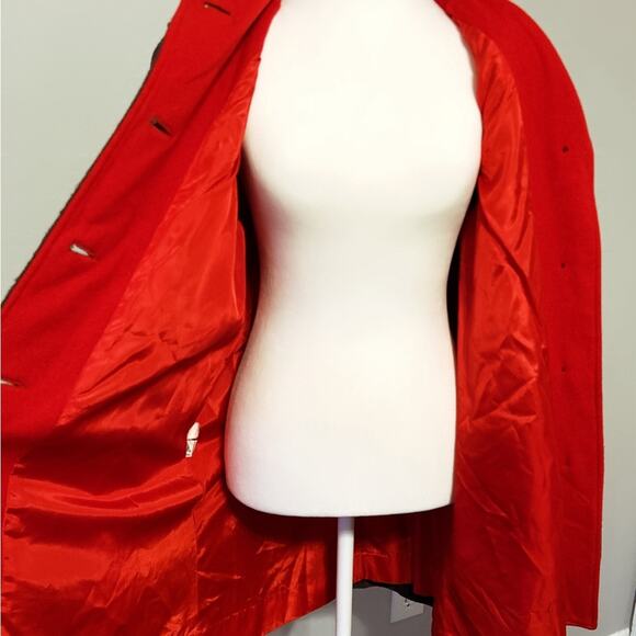 Vintage Signature Miss Harwood Single Breast Wool Coat Gray w/ Red Size Large - Picture 6 of 12